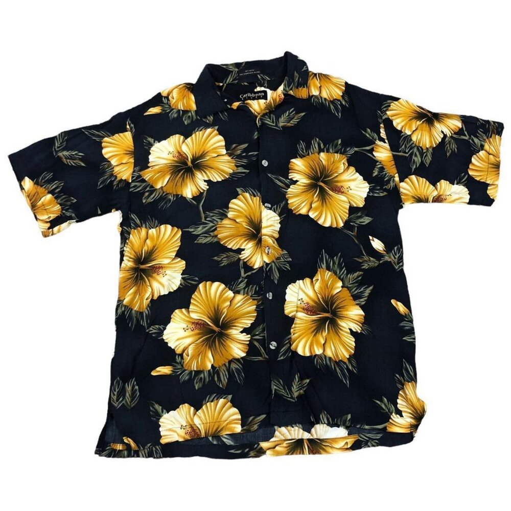 Caribbean Blues Flower All Over Print Hawaiian Shirt Adult Size Large